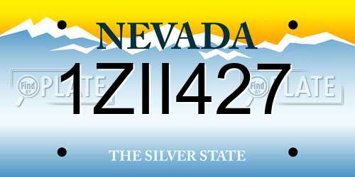 1ZII427 Nevada License Plate