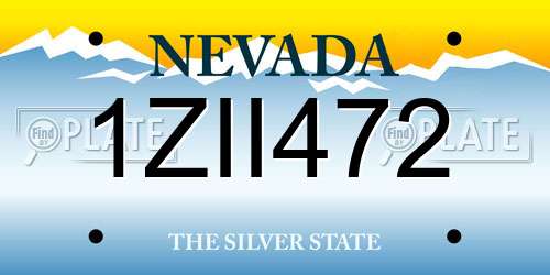 1ZII472 Nevada License Plate