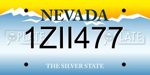 1ZII477 Nevada License Plate