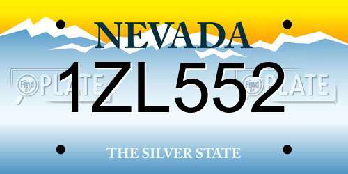 1ZL552 Nevada License Plate