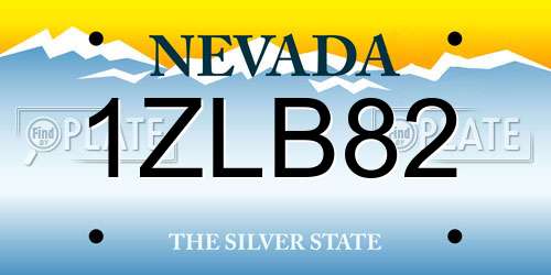 1ZLB82 Nevada License Plate