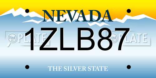 1ZLB87 Nevada License Plate