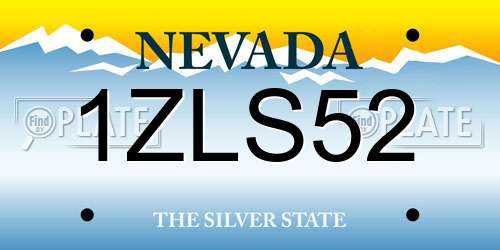 1ZLS52 Nevada License Plate