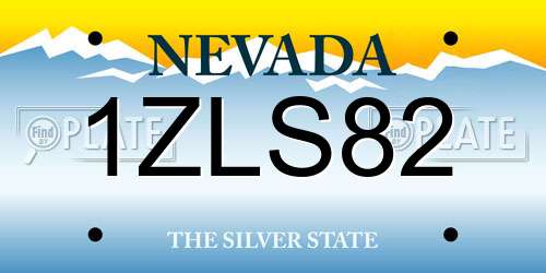 1ZLS82 Nevada License Plate