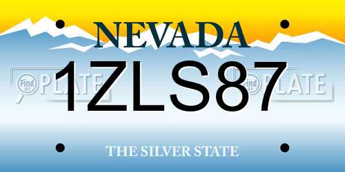 1ZLS87 Nevada License Plate