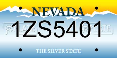 1ZS5401 Nevada License Plate