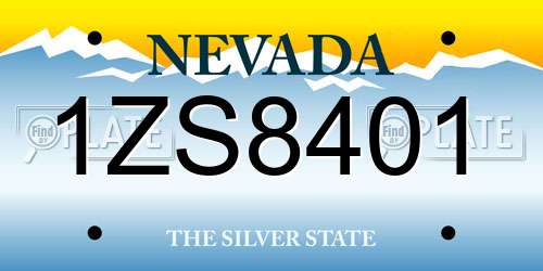 1ZS8401 Nevada License Plate