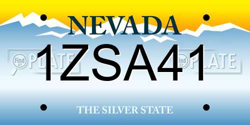 1ZSA41 Nevada License Plate