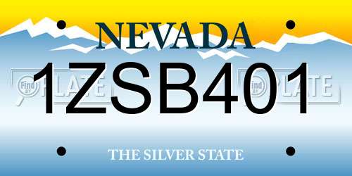 1ZSB401 Nevada License Plate