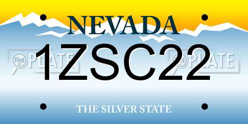 1ZSC22 Nevada License Plate