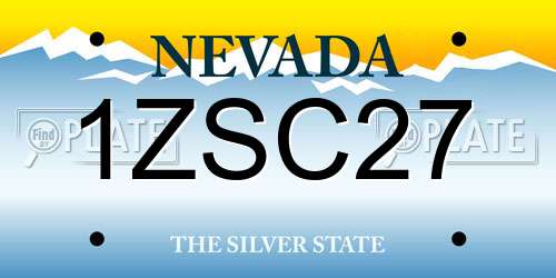 1ZSC27 Nevada License Plate