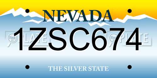 1ZSC674 Nevada License Plate