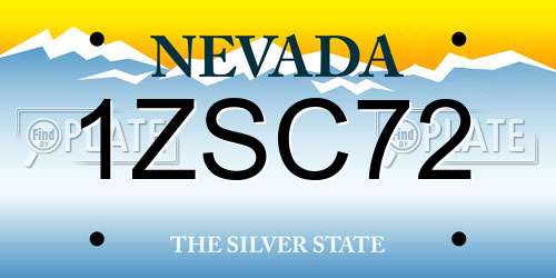1ZSC72 Nevada License Plate