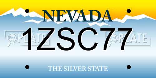 1ZSC77 Nevada License Plate