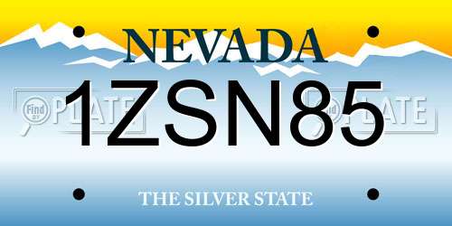1ZSN85 Nevada License Plate