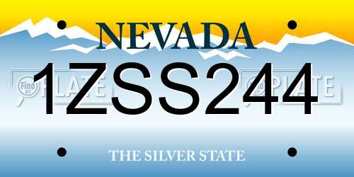 1ZSS244 Nevada License Plate