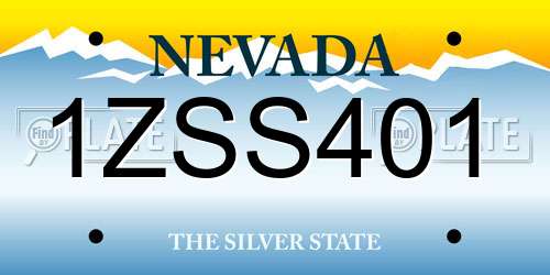 1ZSS401 Nevada License Plate