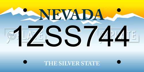 1ZSS744 Nevada License Plate