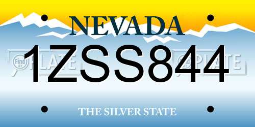 1ZSS844 Nevada License Plate