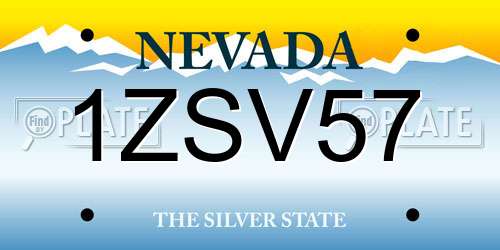 1ZSV57 Nevada License Plate