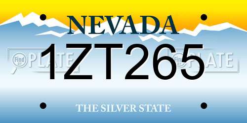 1ZT265 Nevada License Plate