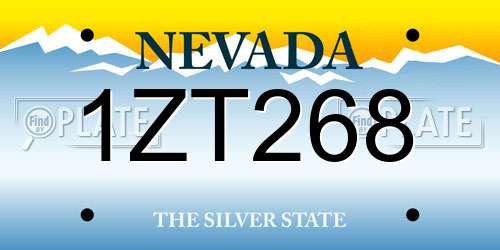 1ZT268 Nevada License Plate