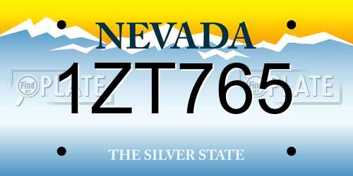 1ZT765 Nevada License Plate
