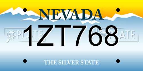 1ZT768 Nevada License Plate