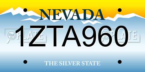 1ZTA960 Nevada License Plate