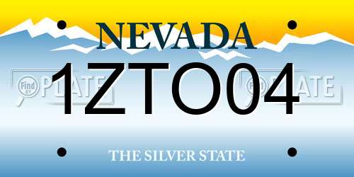 1ZTO04 Nevada License Plate