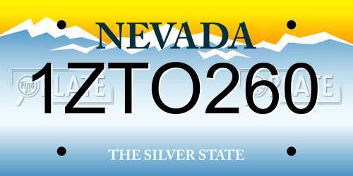 1ZTO260 Nevada License Plate