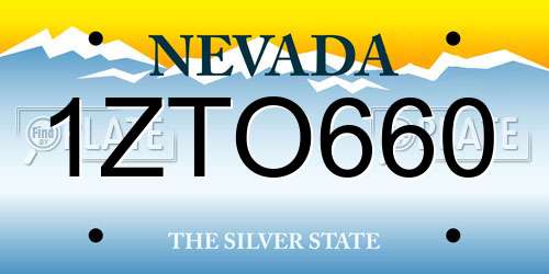 1ZTO660 Nevada License Plate