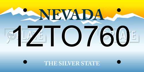 1ZTO760 Nevada License Plate