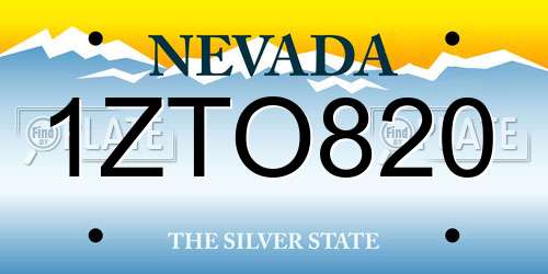 1ZTO820 Nevada License Plate