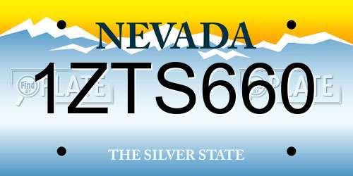 1ZTS660 Nevada License Plate