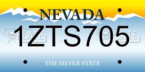 1ZTS705 Nevada License Plate