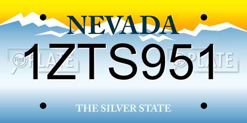 1ZTS951 Nevada License Plate
