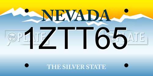 1ZTT65 Nevada License Plate
