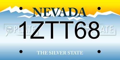 1ZTT68 Nevada License Plate