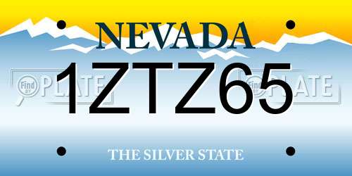 1ZTZ65 Nevada License Plate