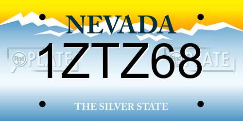 1ZTZ68 Nevada License Plate