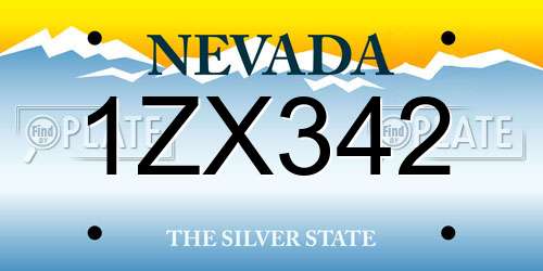 1ZX342 Nevada License Plate