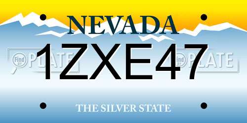 1ZXE47 Nevada License Plate
