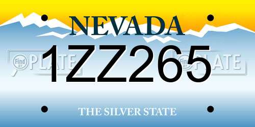 1ZZ265 Nevada License Plate