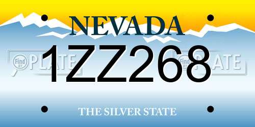 1ZZ268 Nevada License Plate