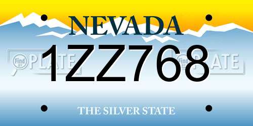1ZZ768 Nevada License Plate