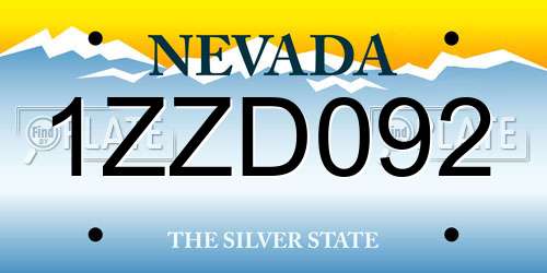 1ZZD092 Nevada License Plate