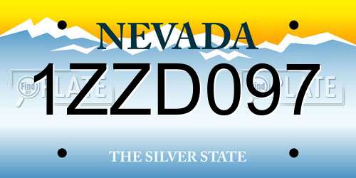 1ZZD097 Nevada License Plate