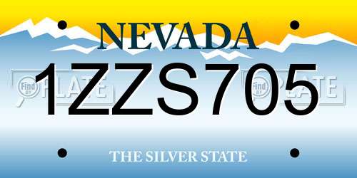 1ZZS705 Nevada License Plate