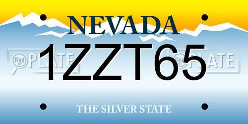 1ZZT65 Nevada License Plate
